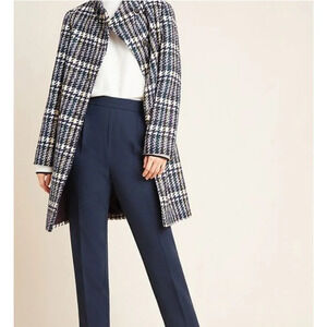 Anthropologie Copley Tapered Trousers Navy Blue Pants Pleated Size Medium‎